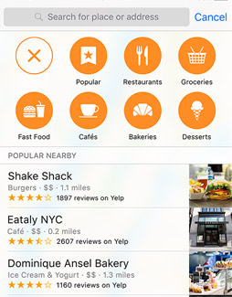 Nearby places iOS 9