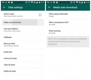WhatsApp Media Auto Download Settings