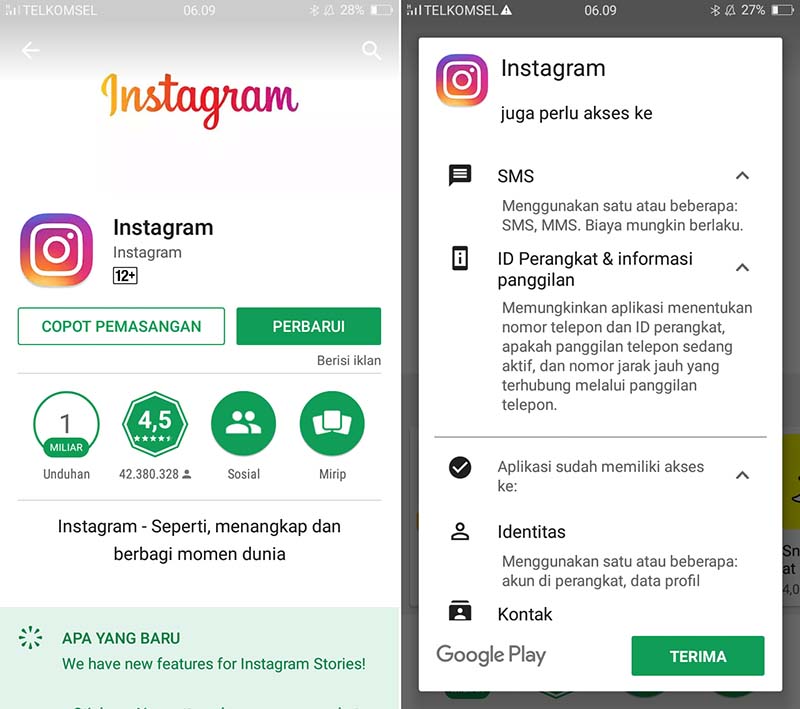 Pastikan Versi Instagram