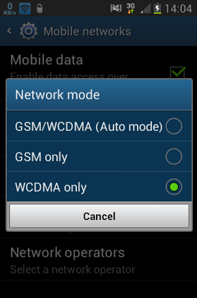 Ganti jaringan Wcdma Atau Gsm