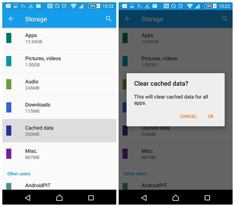 Bersihkan Cache dan Data dari Aplikasi yang Akan Diperbaharui.