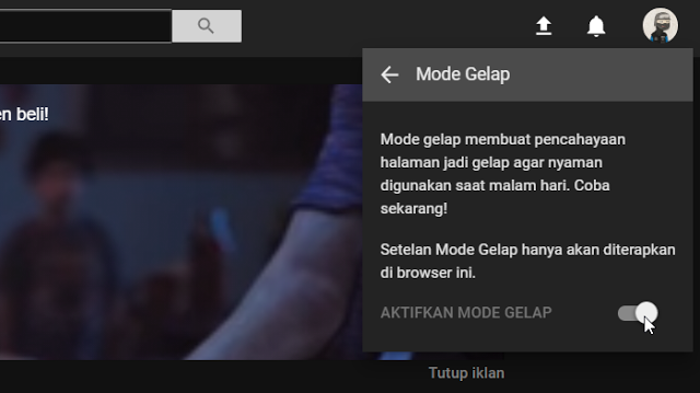 Cara Mudah Mengaktifkan Mode Malam Youtube