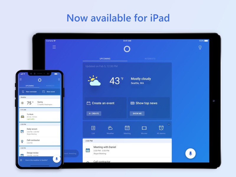 Kini Hadir Cortana di IPad dengan UI yang Bisa Diatur