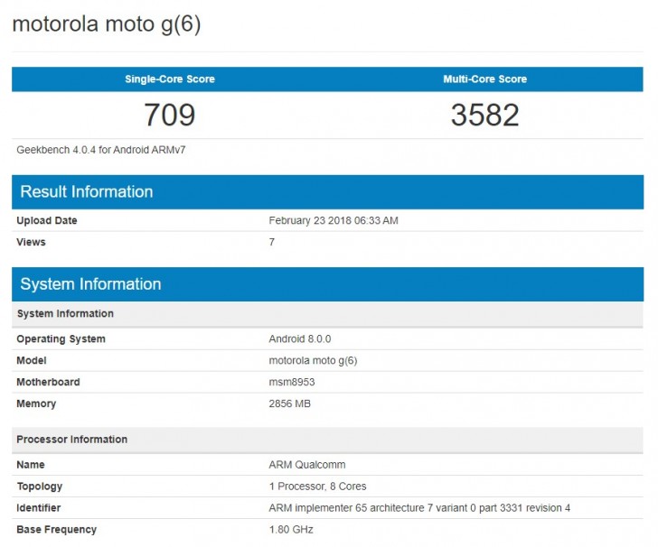 Ternyata Motorola Moto G6 Ditenagai Snapdragon 625 dan Muncul di Geekbench