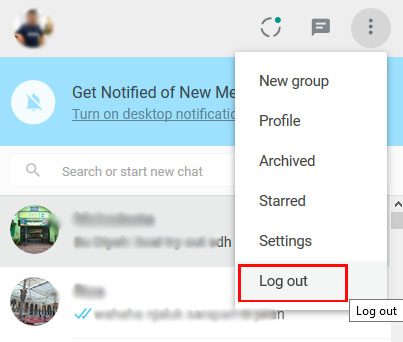 cara logout whatsapp web