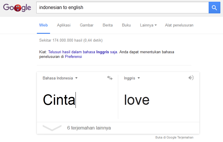 Menggunakan Google Search sebagai translator