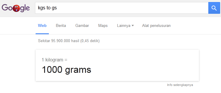 Konversi satuan Google