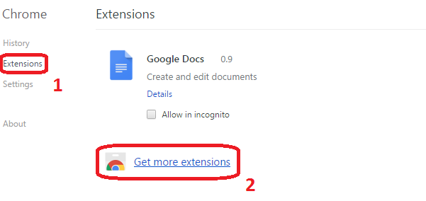 Klik Extensions lalu Get More Extensions