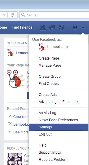 Masuk ke pengaturan akun facebook