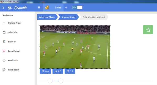Upload foto atau video lalu Crop.