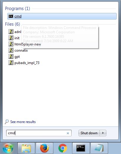 Ketik cmd pada Start Menu