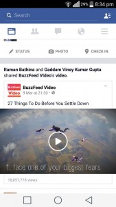 Klik settings pada aplikasi Facebook Android