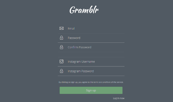 Registrasi akun Gramblr