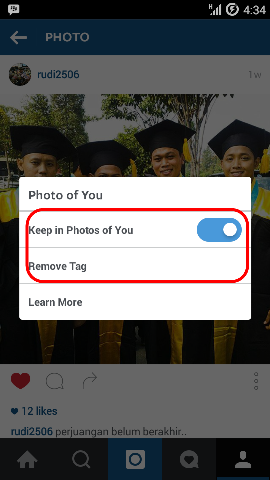 Menghapus tag Instagram