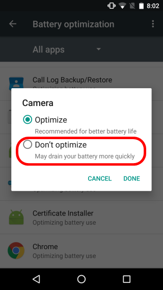 Pilih Don't Optimize.
