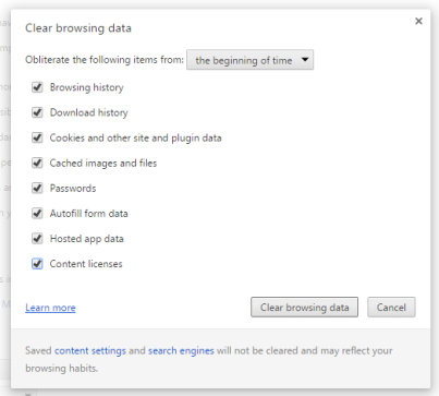cara hapus cache chrome
