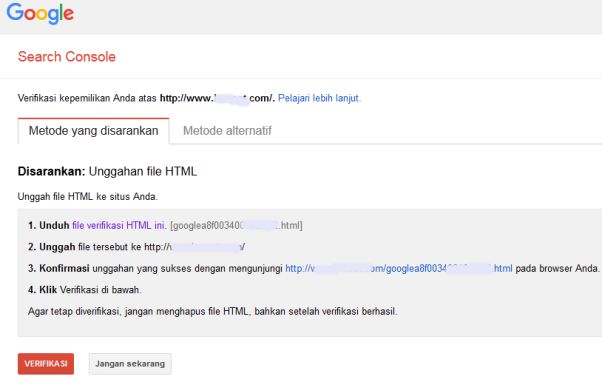 cara verifikasi search console_lemoot