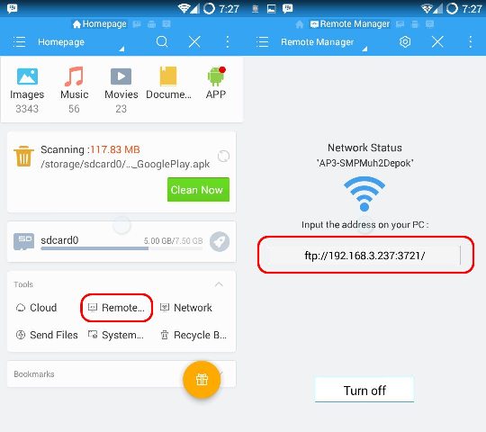 Cara menggunakan ES File Explorer untuk transfer file