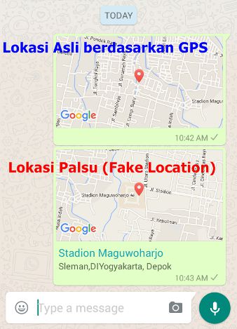 Perbedaan antara lokasi Asli GPS dan Fake Location