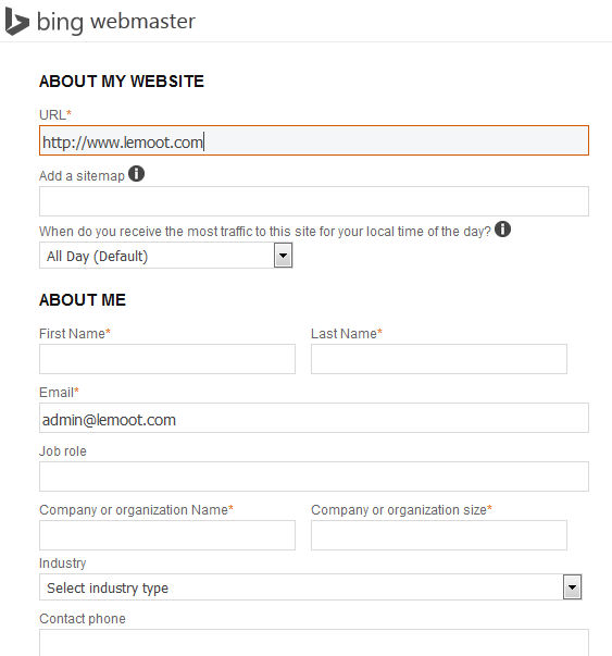 mendaftarkan website ke bing