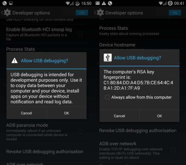 enable usb debugging
