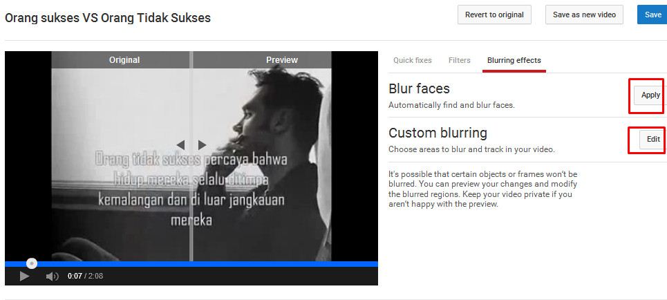 blur effect youtube