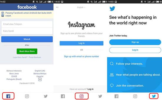 Login ke Empat Media Sosial Dengan Satu Aplikasi